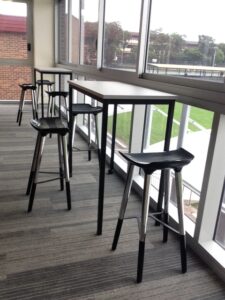 Straight Perch Table And Vogue Stools
